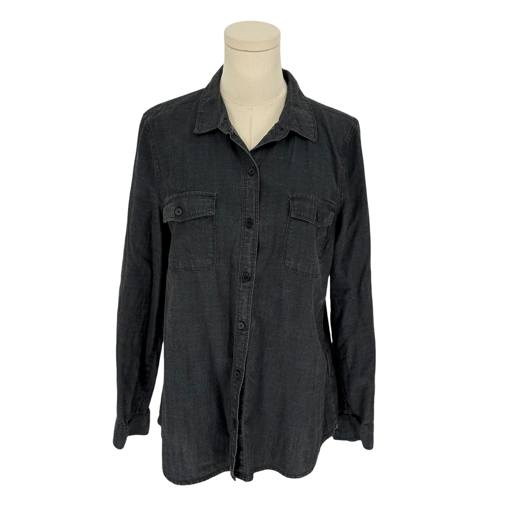 Old Navy Button Down Shirt Grey Chambray 100% Cotton Medium